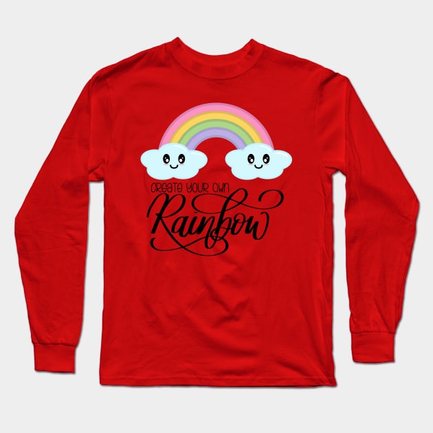 Create Your Own Rainbow with Kawaii Cute Clouds in Pink Long Sleeve T-Shirt by Kelly Gigi